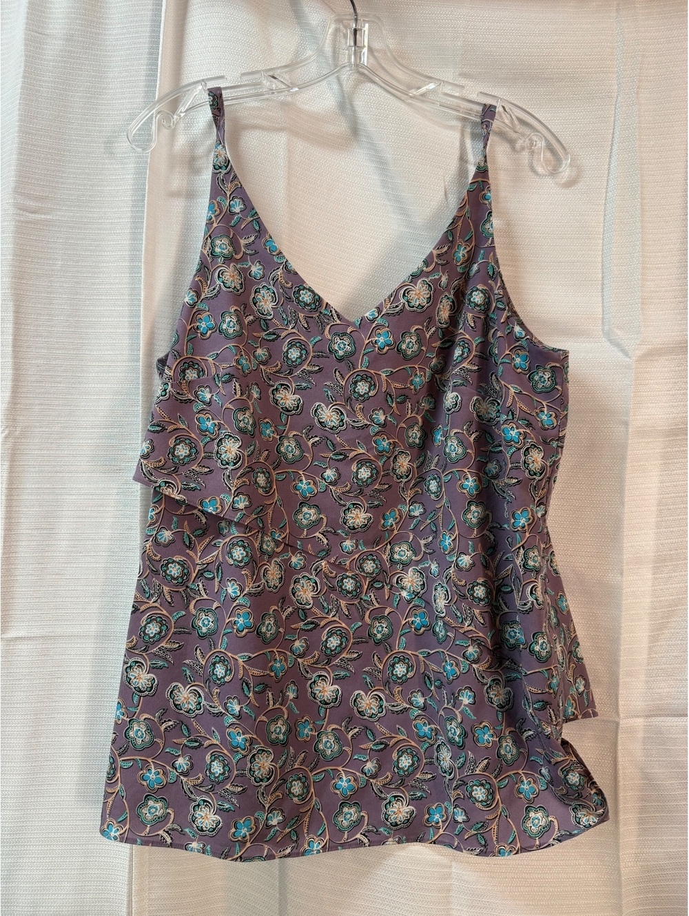 cabi Women's Medium Purple Floral Sleeveless Tank Top